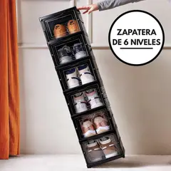GENERICO - Zapatera Plegable Para 6 Pares Con Cuerpo Translúcido Negro