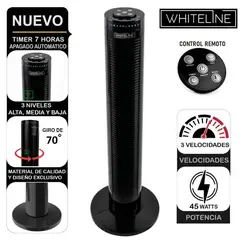 WHITELINE - Ventilador Torre Whiteline YF-T03214 45W 3 Velocidades Diseño Moderno Eficiencia Energética Negro