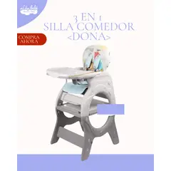 GENERICO - Silla Carpeta 3 en 1 Donna Comedor para Bebes GRIS