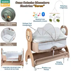 EBABY - Cuna Colecho Mecedora Eléctrica SEREN Beige