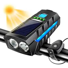 OEM - Luz De Bicicleta Recargable Solar 4000mah Con Strobo Negro