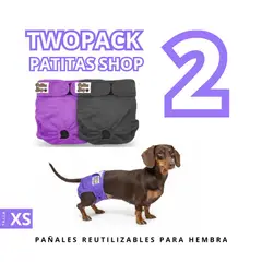 GENERICO - TWOPACK 02 Pañales Reutilizables Ecológicos PATITAS SHOP de TELA para CELO Hembra XS