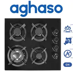 AGHASO - ENCIMERA AGHASO MESA VIDRIO 60 CM COLOR NEGRO MOD GN-AGH018
