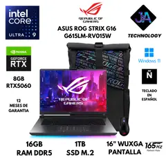 ASUS - LAPTOP ASUS ROG STRIX G16 G615LM-RV015W ULTRA 9 275HX 16GB RAM 1TB SSD 8GB RTX5060 16" WUXGA LATINA