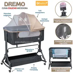 EBABY - Cuna Colecho con Mecedora altura regulable DREMO Beige