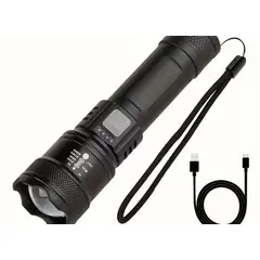 SUPER - Linterna LED SD559  con batería recargable incorporada, 1200  USB-C
