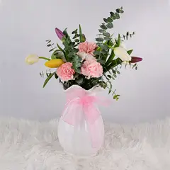 VI REGALANDO AMOR - Arreglo floral Esmeralda - Florero - Tulipanes - Dia de la madre
