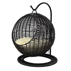 QHALITECH - CAMA COLGANTE PARA MASCOTAS COLOR NEGRO DE MIMBRE TEJIDO