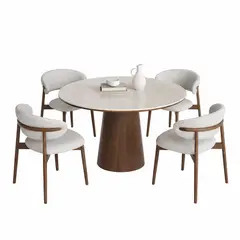 STIL NOVO - JUEGO DE COMEDOR 4 SILLAS AURORA NOGAL BEIGE