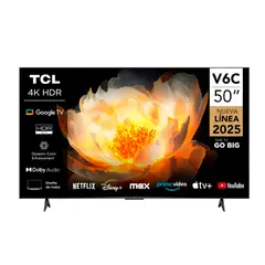 TCL - Televisor Smart UHD 4K 50 Google TV 50V6C Nuevo Modelo - Negro