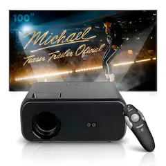 OWLENZ - Proyector Smart SD550 Enfoque Manual + Ecran 100 Pulgadas + Puntero Láser