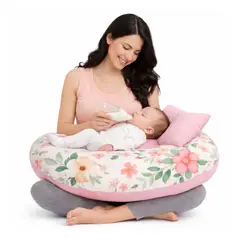 CERDITA - Almohada de lactancia para bebés con mini almohada diseño flores