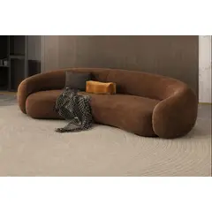 GENERICO - Sofa Curvo Nápoles 3 cuerpos - Marrón