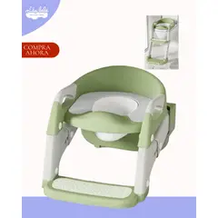 BABY - ESCALERA CON BACÍN DE ENTRENAMIENTO VERDE 2 EN 1 PARA BEBÉ