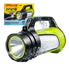 OPALUX - Linterna Recargable LED Multifuncional con Lámpara Lateral y Power Bank