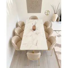 STIL NOVO - JUEGO DE COMEDOR 8 SILLAS AURA GOLD BEIGE