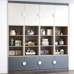 GENERICO - Ropero Buzet Melamina 8 Puertas - Blanco y Azul