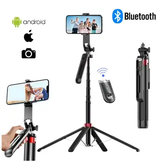 SEISA - Tripode Aluminio 180CM Selfie Stick Control Bluetooth para Celular Cámara  para Vlogs Live Streaming