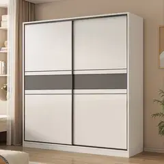 GENERICO - Ropero Selo Melamina Corredizo - Blanco y Negro