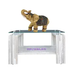 TEMEL - Mesa de Centro con Vidrio Color Entablado Modelo MISS