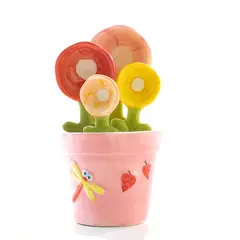 GENERICO - Set de Cucharas Medidoras Flower Charm  Cerámica Decorativa 4 piezas