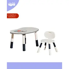 GENERICO - MESA OVALADA DE MADERA PARA NIÑOS - MODELO COLOR AZUL