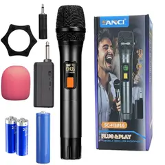 SEISA - Microfono Dinamico Inalambrico para Parlantes Karaoke Eventos Conferencias Receptor SANCI