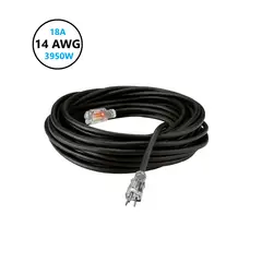 HOME LIGHT - Extensión Eléctrica Industrial 10 Metros 14AWG x 1Toma Negro Home Light