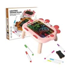 GENERICO - Juguete Creativo Pizarra Mesa de Dibujo con Luz LED y Plumones - Color Rosa