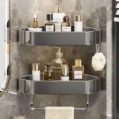 GENERICO - Pack x 2 Organizador Esquinero De Baño Acero carbono-Gris pistola