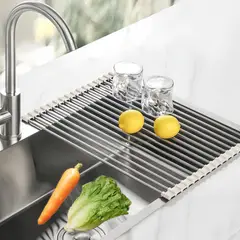 GENERICO - Escurreplatos enrollable de acero inoxidable