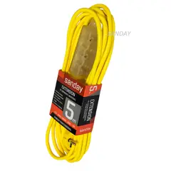 GENERICO - EXTENSION DE CORRIENTE 5 METROS ALARGADOR 3 ENTRADAS CABLE AMARILLO SANDAY