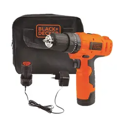 Black+Decker - TALADRO PERCUTOR 3/8" 12V 25Nm 1 Bat 1.5 Ah BLACK+DECKER / BATERIA ION LITIO + BOLSO NYLON