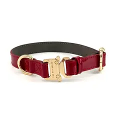 THE PET BRAND - Collar de cuero para mascotas - Rojo talla L regulable de 36cm a 58cm