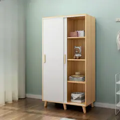 GENERICO - Ropero Eco Living Melamina - Blanco y Marrón Claro