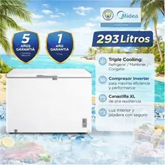 Midea - MDRC411FZR01PED - Congeladora Horizontal Triple Función 293Lts Inverter Blanca Midea