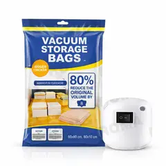 GENERICO - PACK 5 BOLSAS AL VACÍO + SUCCIONADOR + MINI COMPRESOR