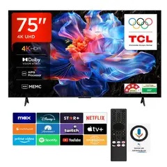 TCL - Televisor Qled 75 Pulgadas UHD 4K Google tv con Control de Voz