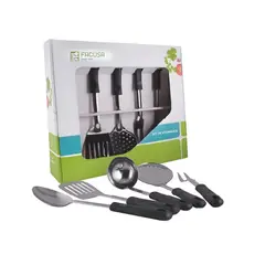 FACUSA - SET DE UTENSILIOS - ACERO INOX MANGO PLÁSTICO 5PZAS + COLGADOR - FACUSA