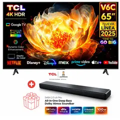 TCL - Televisor 65 UHD 4K Smart TV 65V6C + soundbar