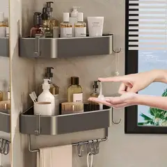 GENERICO - Gris Esquinero Organizador Ducha Baño Estante Set 2 Pcs