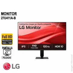 LG - Monitor LG 27 FHD IPS 120Hz HDMI/VGA Headphone-out
