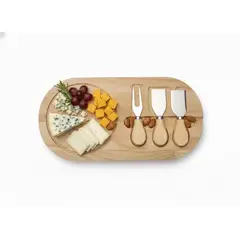 GENERICO - Tabla De Quesos De Madera Con Set De Cuchillos Gourmet