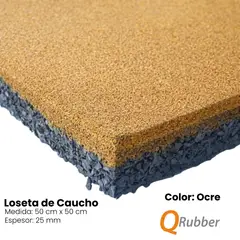 QRUBBER - Loseta de Caucho Color Ocre 50cm x 50cm x 25mm -