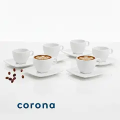 CORONA - Set x24 Piezas Taza y Plato Corona d Porcelana Premium 101ml