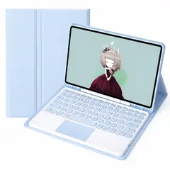 GENERICO - FUNDA CON TECLADO + TOUCHPAD SAMSUNG TAB S9 PLUS - S9 FE PLUS CELESTE