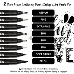 GENERICO - Set de 8 Estilógrafos para lettering y dibujo
