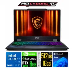 MSI - Laptop Gamer Cyborg 15 (Equipo Americano) 15.6″ FHD Intel Core i7 CON 16GB y 512GB SSD 5060 8GB
