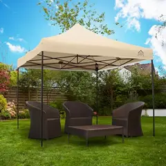GENERICO - Toldo Plegable 3x3M Moderno Resistente Protección Solar para Eventos Ferias Beige