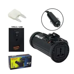 OPALUX - Inversor pAuto 150W Onda Senoidal Modificada DC-AC Surge 300W Entrada 12VDC 220VAC OP-CR150M OPALUX